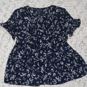 🔥Kids Polo by Ralph Lauren Dark Blue Floral Blouse Size 6X Girl